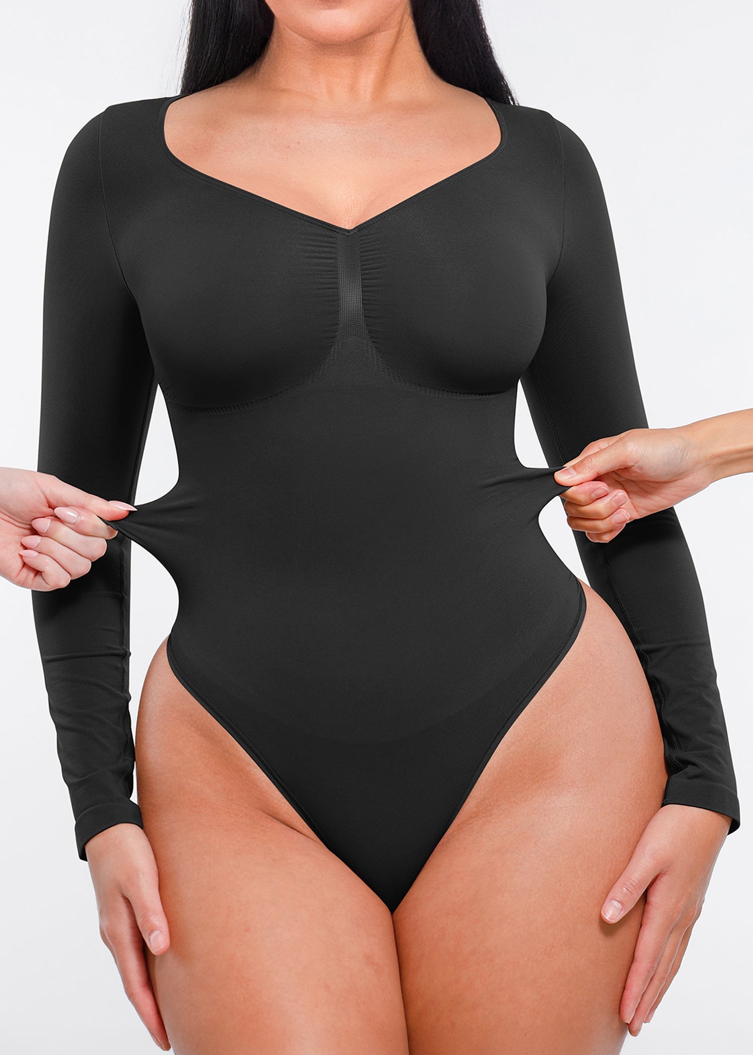 Marcella - Bezszwowe body z długim rękawem, z podtrzymaniem biustu i kontrolą brzucha