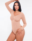 Marcella - Bezszwowe body z długim rękawem, z podtrzymaniem biustu i kontrolą brzucha