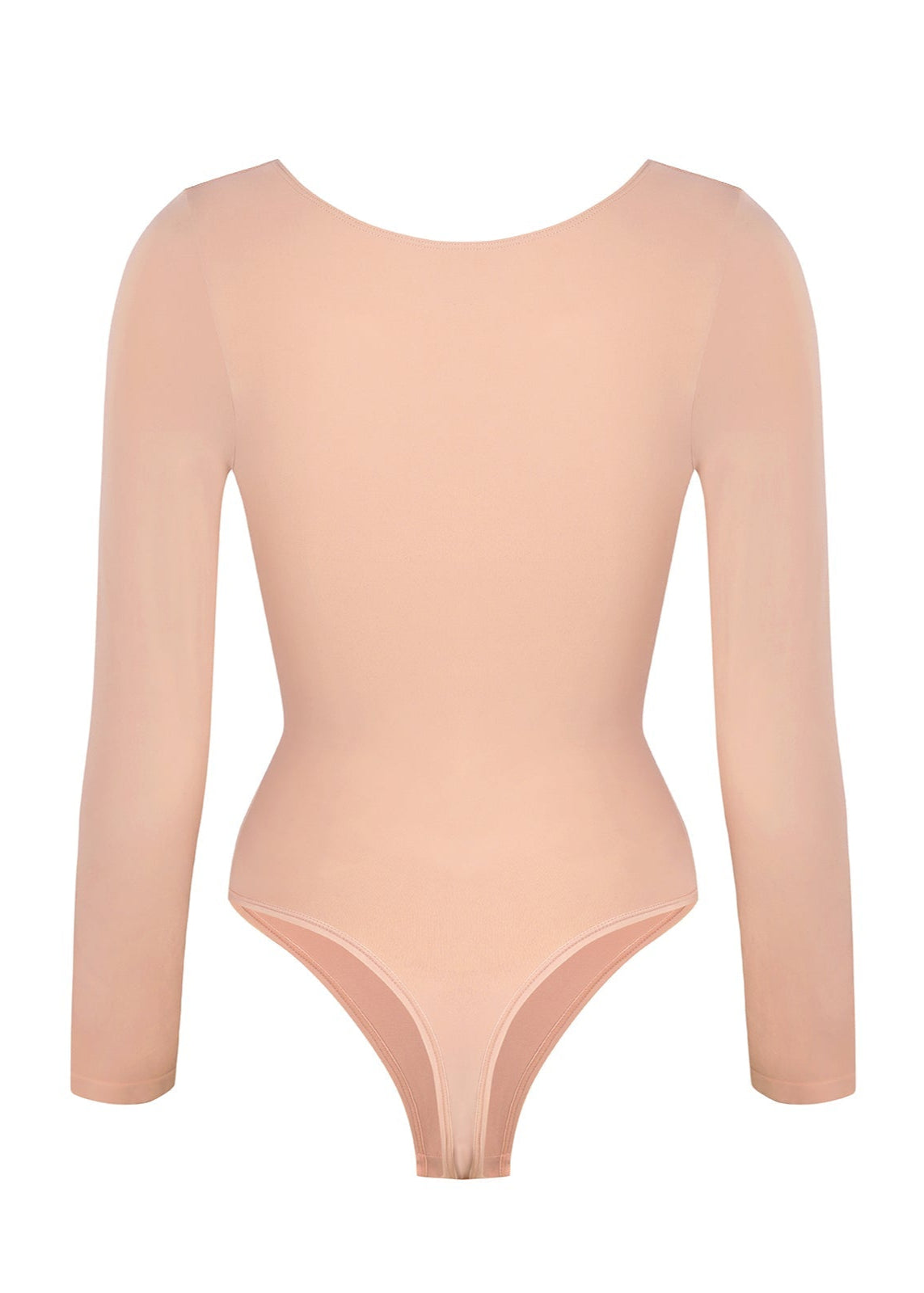 Marcella - Seamless Long Sleeve Thong Bodysuit with Chest Support & Tummy Control - Bella Fit USBlackXS