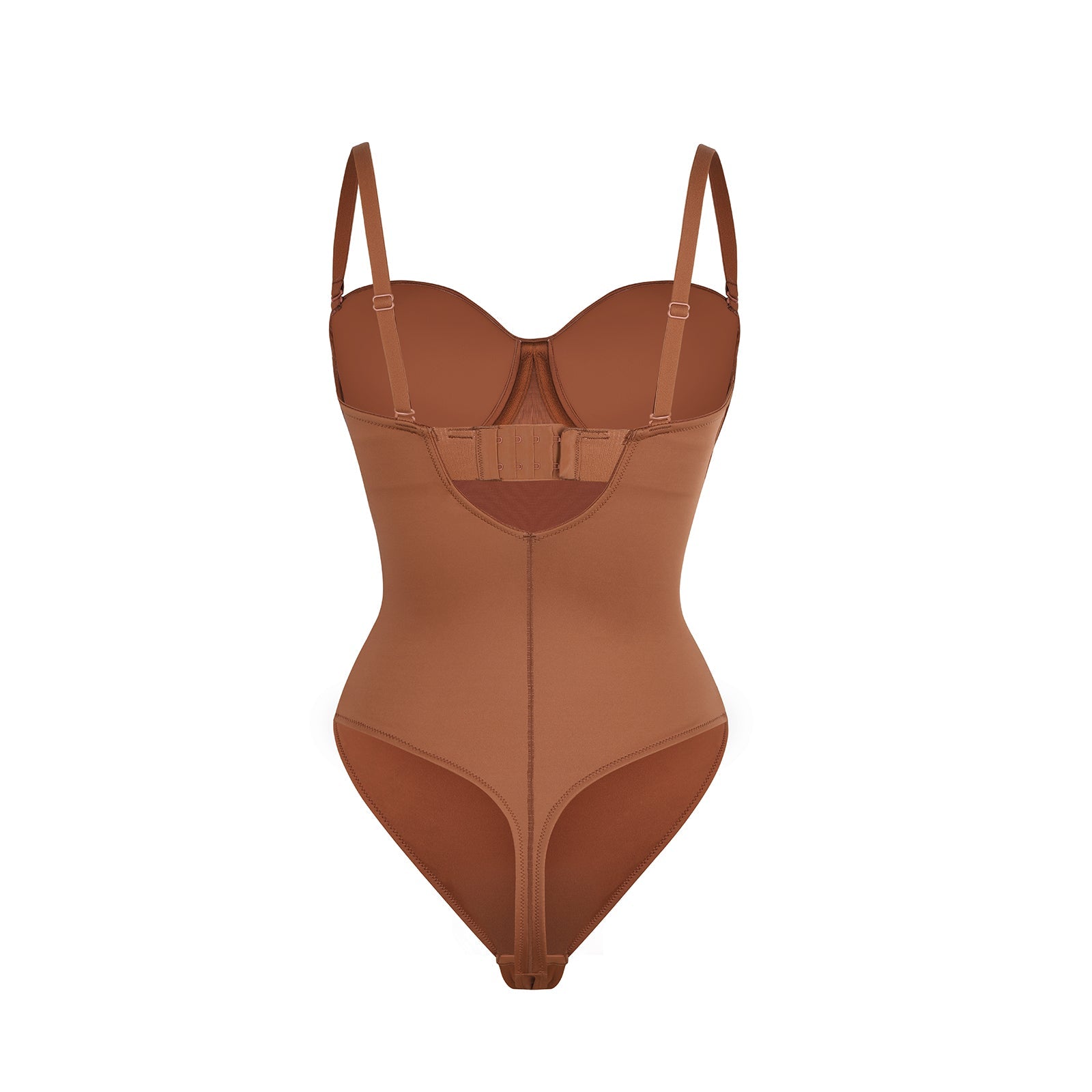 Monica - One - Piece Thong Bodysuit with Underwire, Removable Waist Straps & Abdomen Shaping - Bella Fit USBrownS