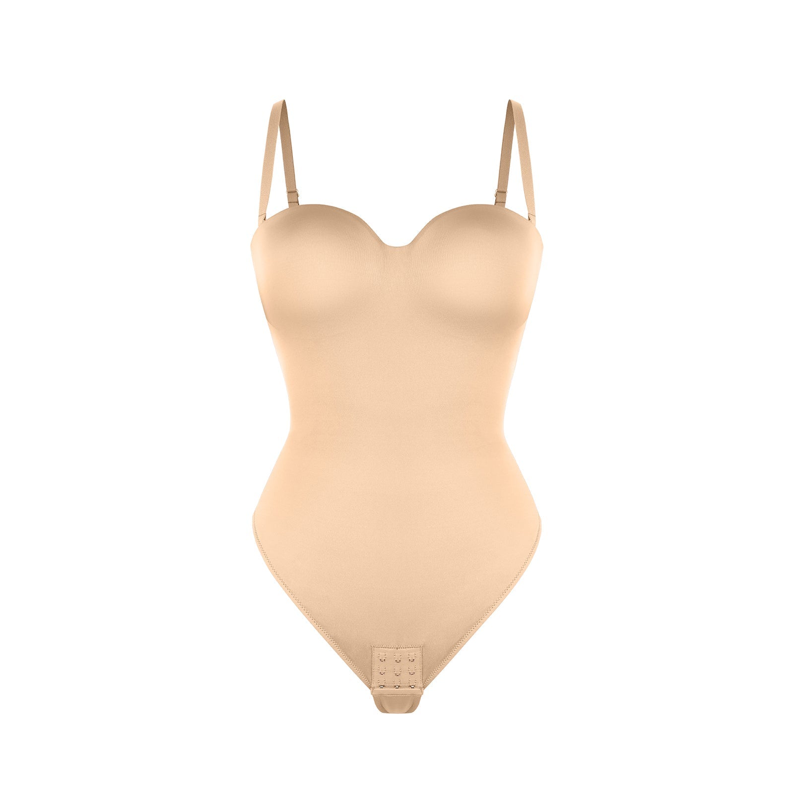 Monica - One - Piece Thong Bodysuit with Underwire, Removable Waist Straps & Abdomen Shaping - Bella Fit USBeigeS