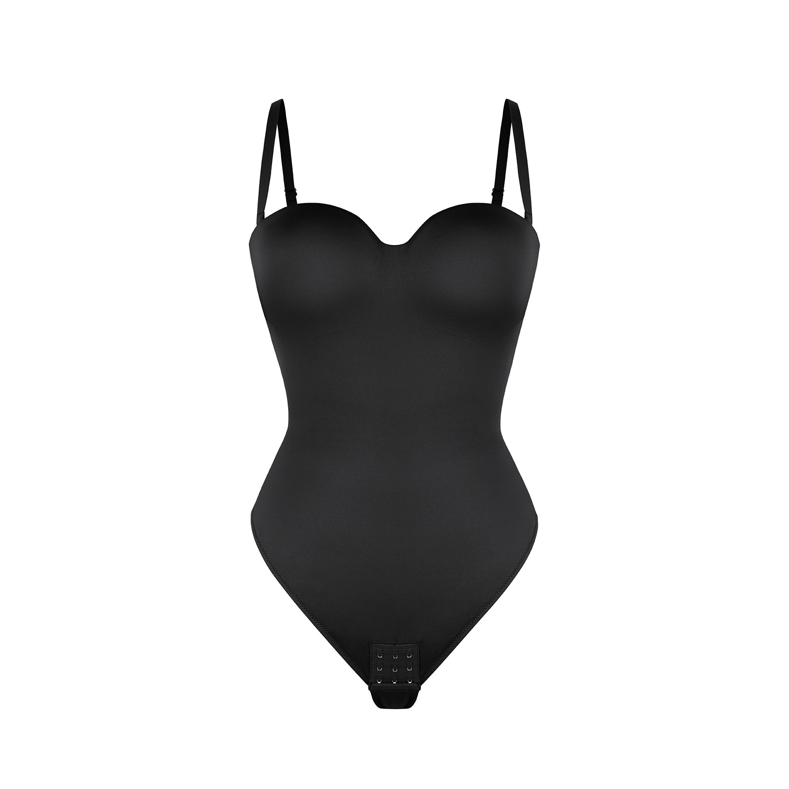Monica - One - Piece Thong Bodysuit with Underwire, Removable Waist Straps & Abdomen Shaping - Bella Fit USBlackS