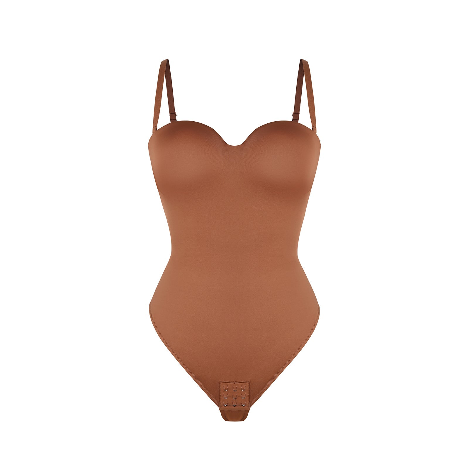 Monica - One - Piece Thong Bodysuit with Underwire, Removable Waist Straps & Abdomen Shaping - Bella Fit USBrownS