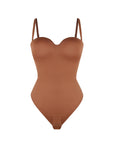 Monica - One - Piece Thong Bodysuit with Underwire, Removable Waist Straps & Abdomen Shaping - Bella Fit USBrownS