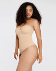 Monica - One - Piece Thong Bodysuit with Underwire, Removable Waist Straps & Abdomen Shaping - Bella Fit USBlackS