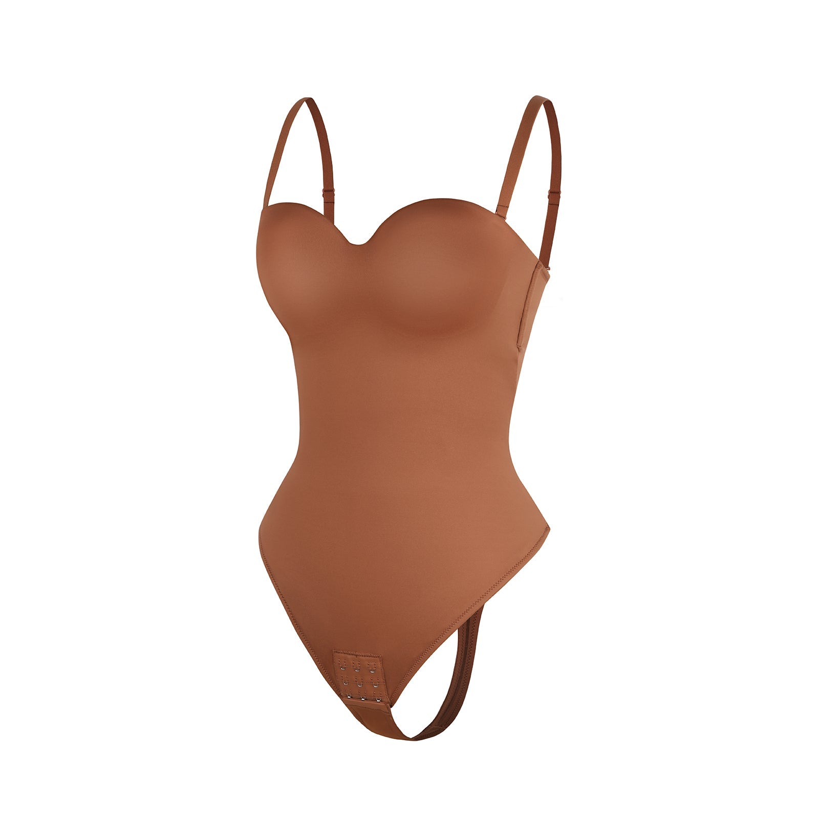 Monica - One - Piece Thong Bodysuit with Underwire, Removable Waist Straps & Abdomen Shaping - Bella Fit USBrownS