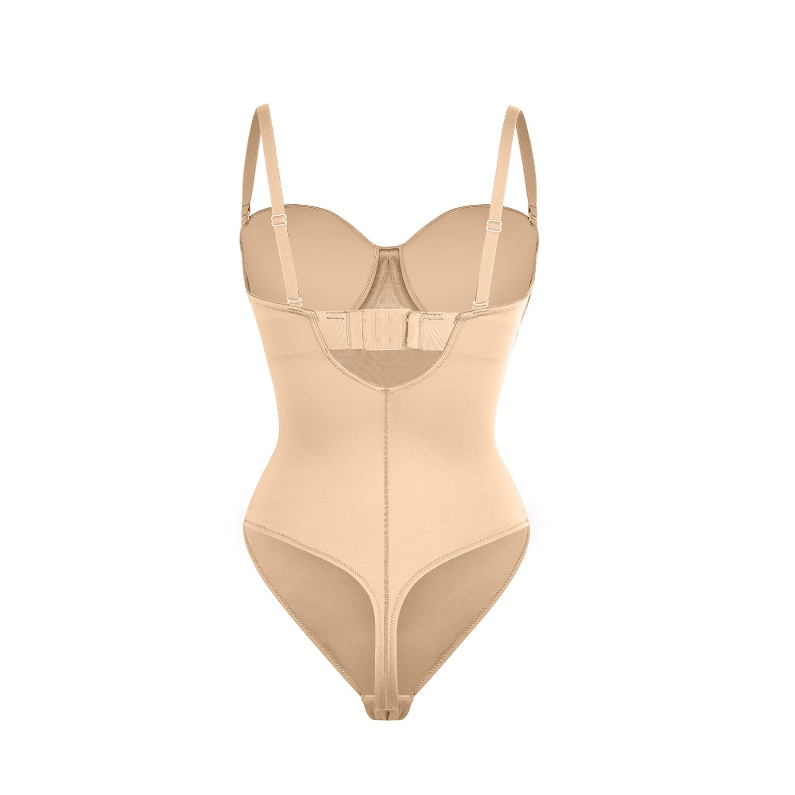Monica - One - Piece Thong Bodysuit with Underwire, Removable Waist Straps & Abdomen Shaping - Bella Fit USBeigeS