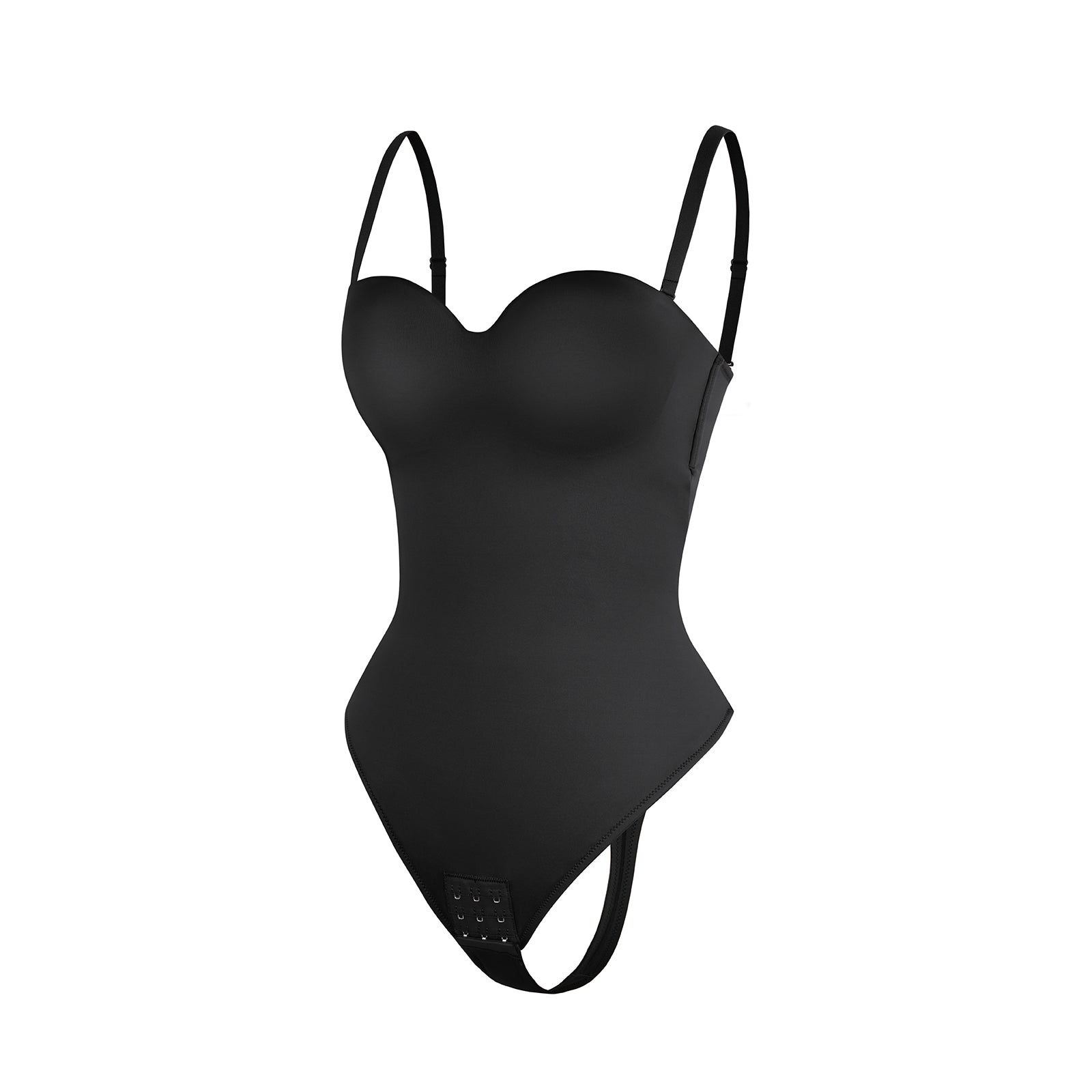 Monica - One - Piece Thong Bodysuit with Underwire, Removable Waist Straps & Abdomen Shaping - Bella Fit USBlackS