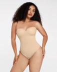 Monica - One - Piece Thong Bodysuit with Underwire, Removable Waist Straps & Abdomen Shaping - Bella Fit USBeigeS