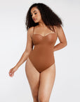Monica - One - Piece Thong Bodysuit with Underwire, Removable Waist Straps & Abdomen Shaping - Bella Fit USBrownS