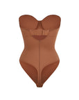 Monica - One - Piece Thong Bodysuit with Underwire, Removable Waist Straps & Abdomen Shaping - Bella Fit USBrownS
