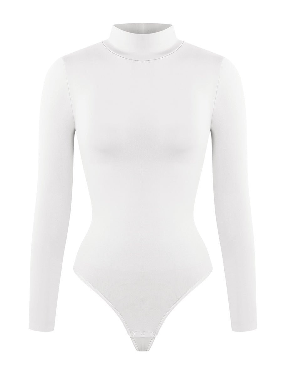 Rosina - Eco - friendly Seamless Thong Bodysuit with Long Sleeves & Turtle Neck - Bella Fit USBlackXS/S