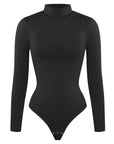 Rosina - Eco - friendly Seamless Thong Bodysuit with Long Sleeves & Turtle Neck - Bella Fit USWhiteXS/S
