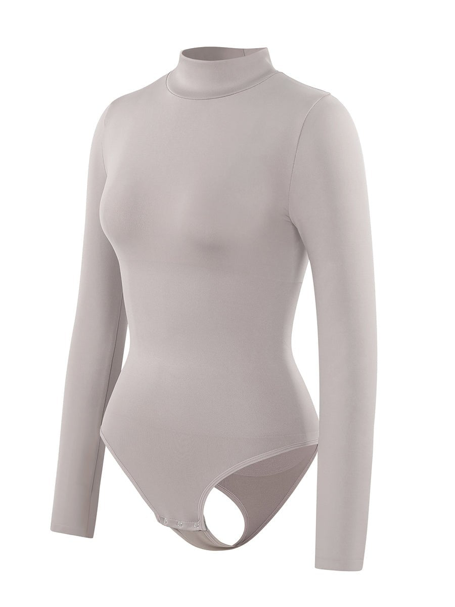 Rosina - Eco - friendly Seamless Thong Bodysuit with Long Sleeves & Turtle Neck - Bella Fit USBlackXS/S