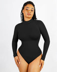 Rosina - Eco - friendly Seamless Thong Bodysuit with Long Sleeves & Turtle Neck - Bella Fit USBlackXS/S