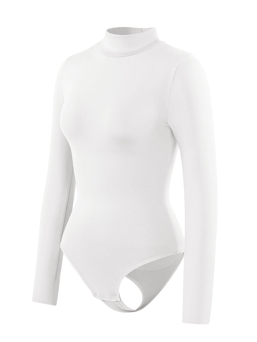 Rosina - Eco - friendly Seamless Thong Bodysuit with Long Sleeves & Turtle Neck - Bella Fit USBlackXS/S