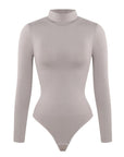 Rosina - Eco - friendly Seamless Thong Bodysuit with Long Sleeves & Turtle Neck - Bella Fit USWhiteXS/S