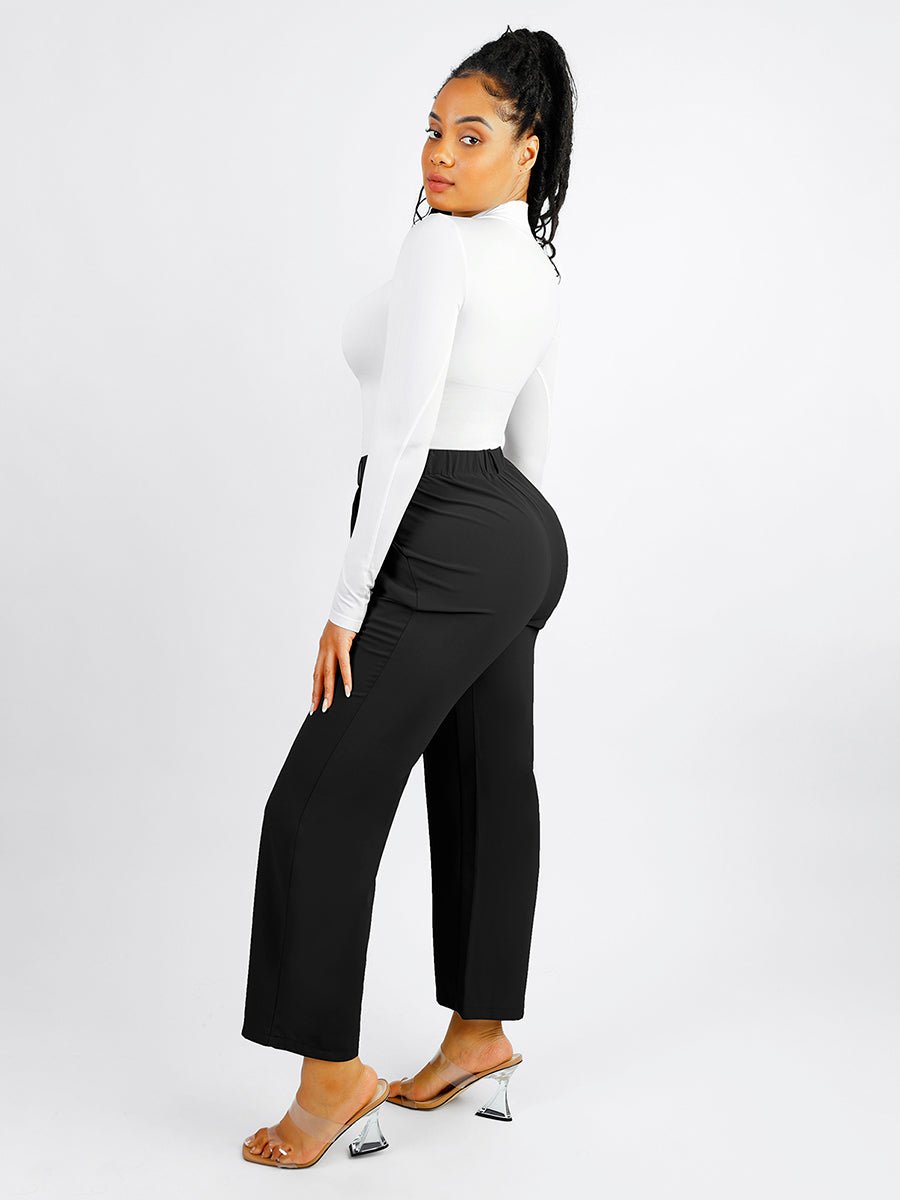 Rosina - Eco - friendly Seamless Thong Bodysuit with Long Sleeves & Turtle Neck - Bella Fit USWhiteXS/S