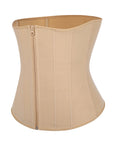 Tara - Waist Trainer with Zipper and Hooks - 9 Steel Bones - Bella Fit USSBeige