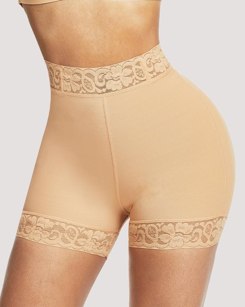 Cindy - High Waist Lace Butt Lifter Tummy Control Panty - Bella Fit USSBeige