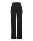 Larisa - Waist Trimming Straight-leg Pants with Built-in Shaping Shorts - Bella Fit USSBlack
