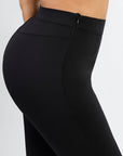 Larisa - Waist Trimming Straight-leg Pants with Built-in Shaping Shorts - Bella Fit USSBlack