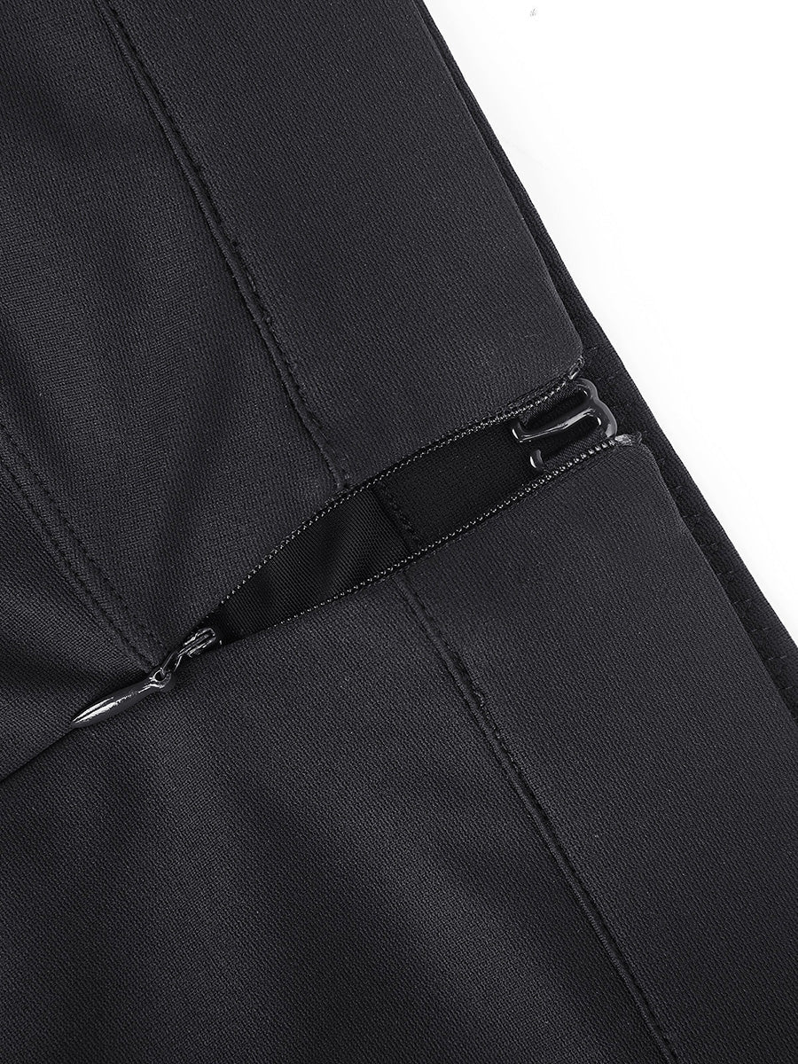 Larisa - Waist Trimming Straight-leg Pants with Built-in Shaping Shorts - Bella Fit USSBlack
