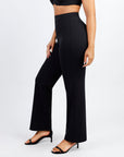 Larisa - Waist Trimming Straight-leg Pants with Built-in Shaping Shorts - Bella Fit USSBlack