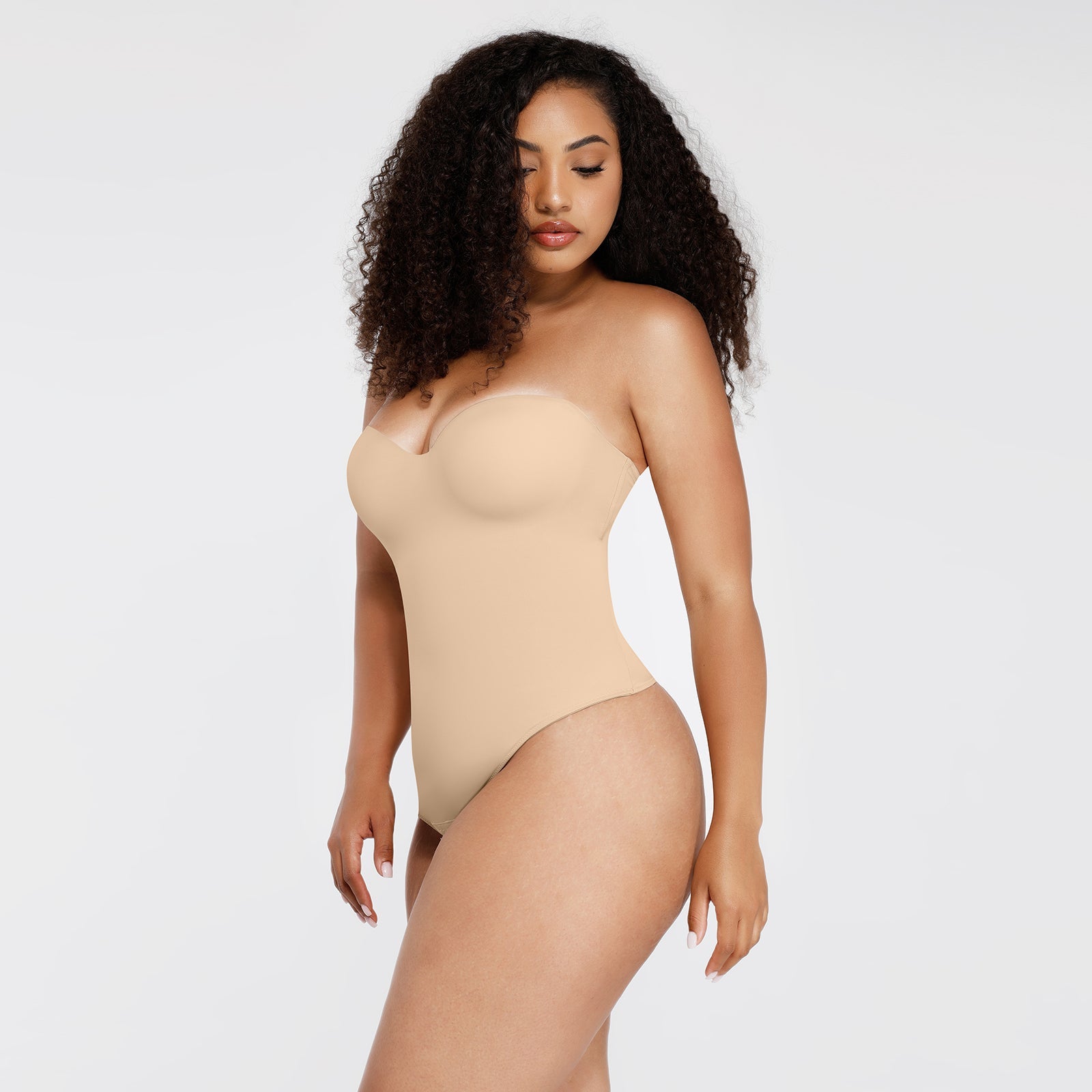 Monica - One - Piece Thong Bodysuit with Underwire, Removable Waist Straps &amp; Abdomen Shaping - Bella Fit USBlackS