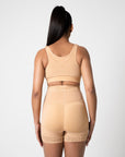Rose - Booty Lifting Shorts With Front Zipper - Bella Fit USSBeige