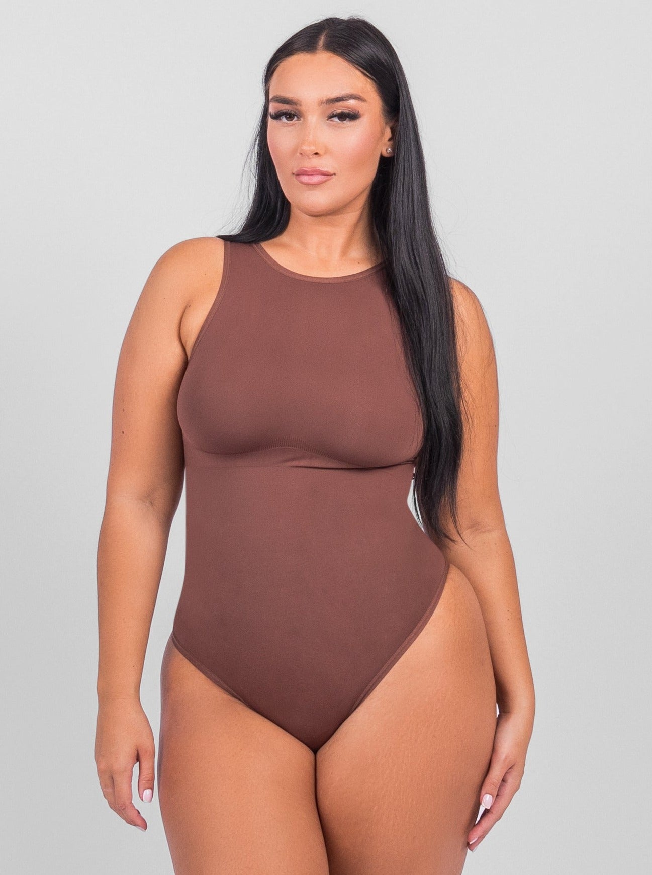 Solana - Sleeveless High Neck Bodysuit - Bella Fit USXS/SBrown