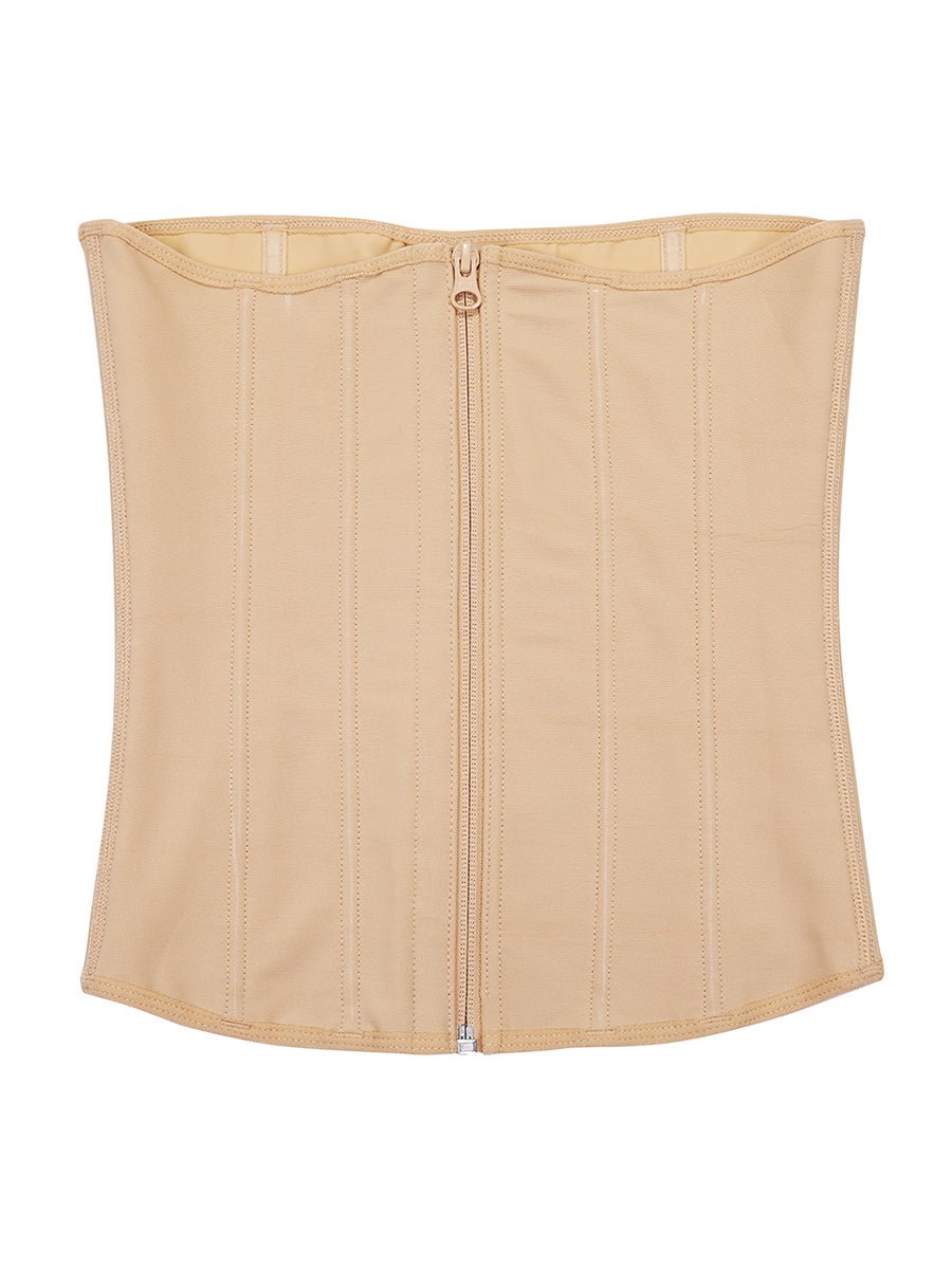 Tara - Waist Trainer with Zipper and Hooks - 9 Steel Bones - Bella Fit USSBeige