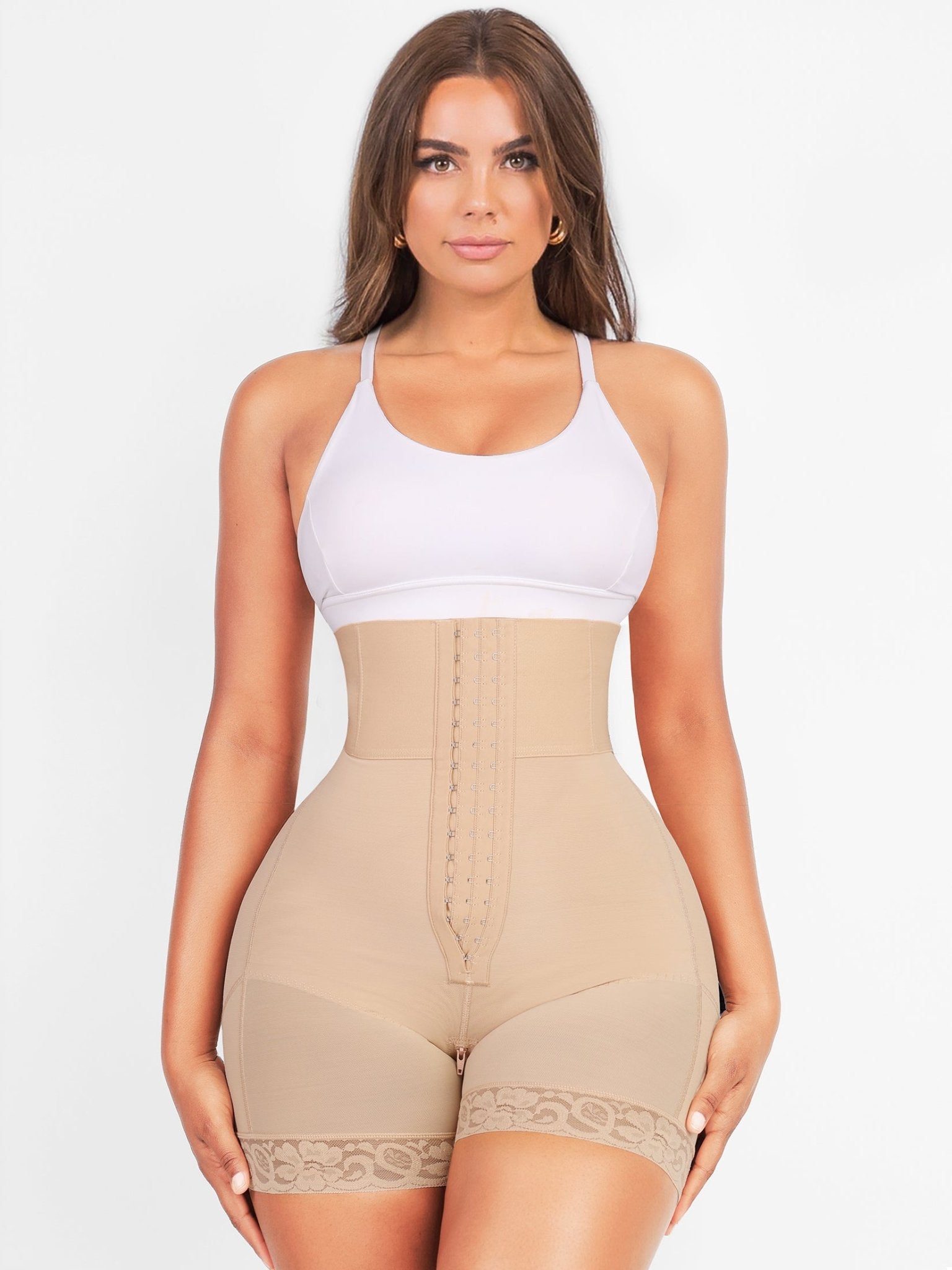 Valentina 2.0 - Boned Sculpt High-Waist BBL Shorts - Bella Fit USBeigeXS